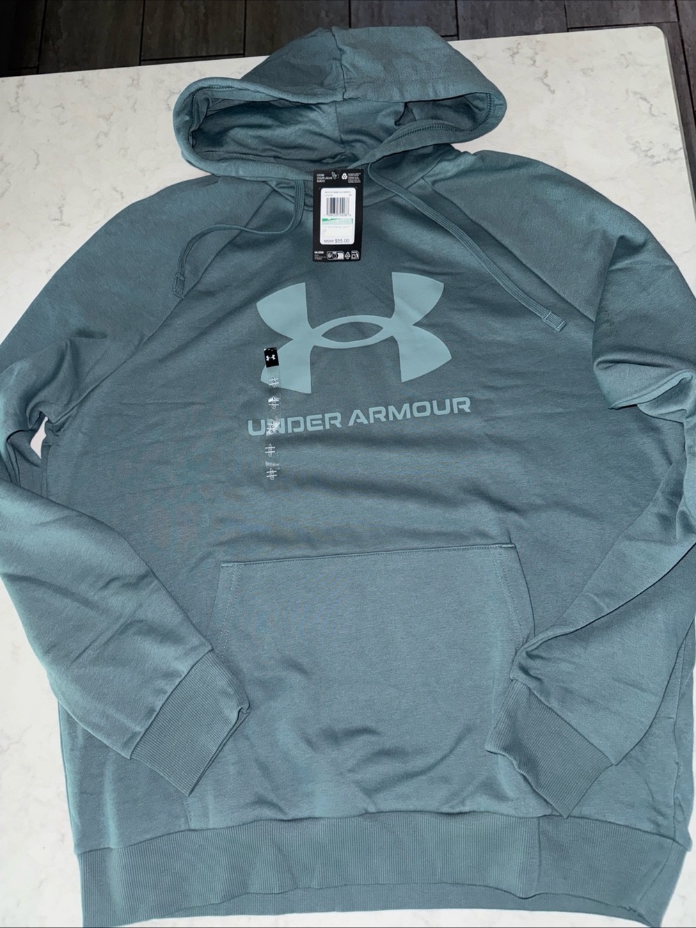 Under Armour Men's Large Hoodie Rival Fleece Big Logo Sweatshirt Teal
